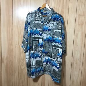 Up Ro's Vintage Graffiti Street Wear Collared Short Sleeve Shirt 3XL